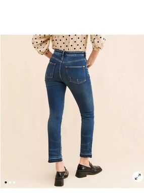 Pilcro Dark Blue High-Rise Cropped Slim Jeans
